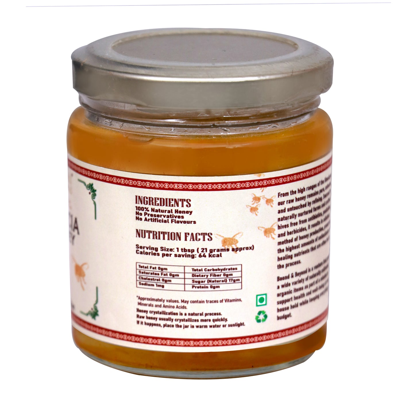 Boond and Beyond Acacia Honey Nutrition Facts