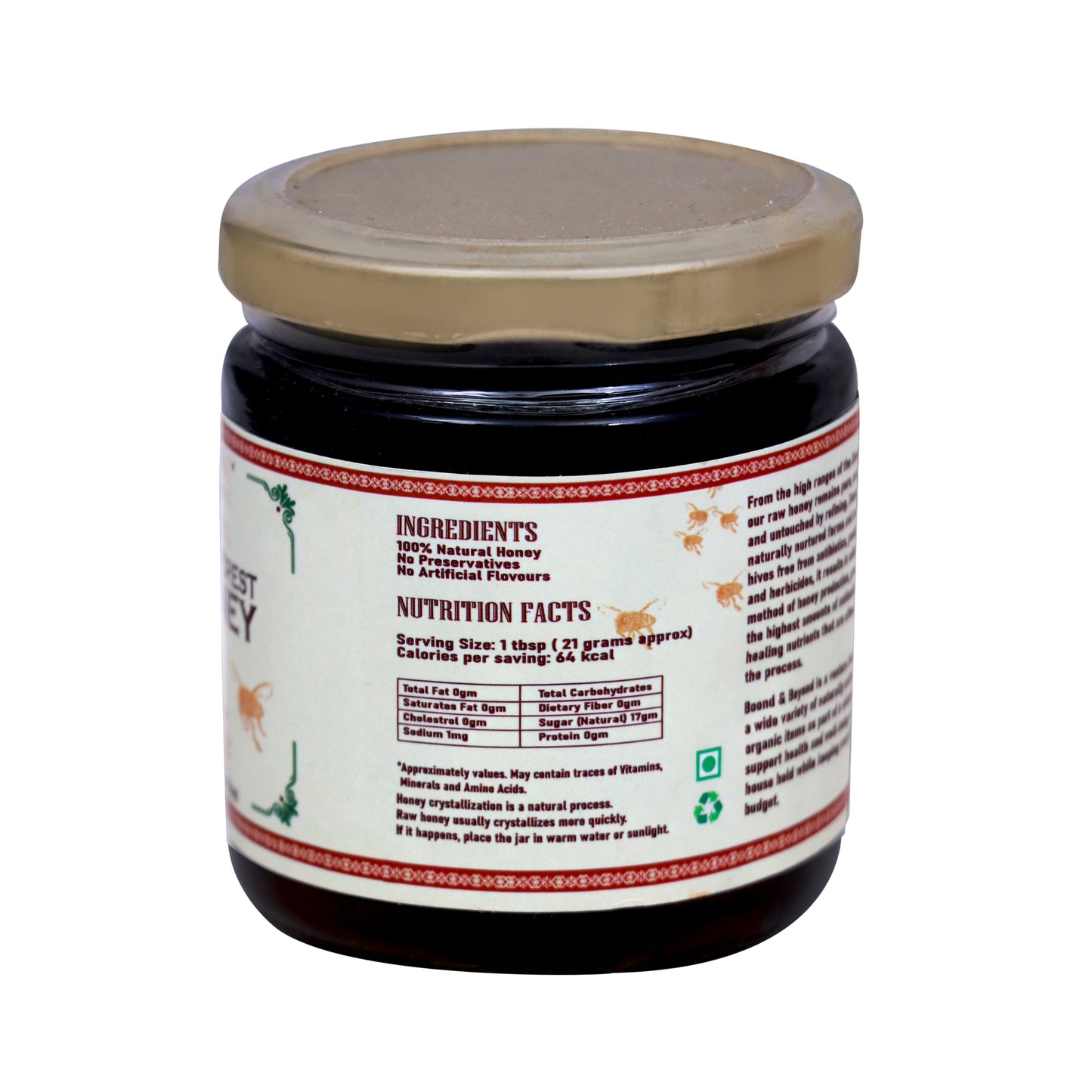 Boond and Beyond Wild Forest Honey Nutritional Facts