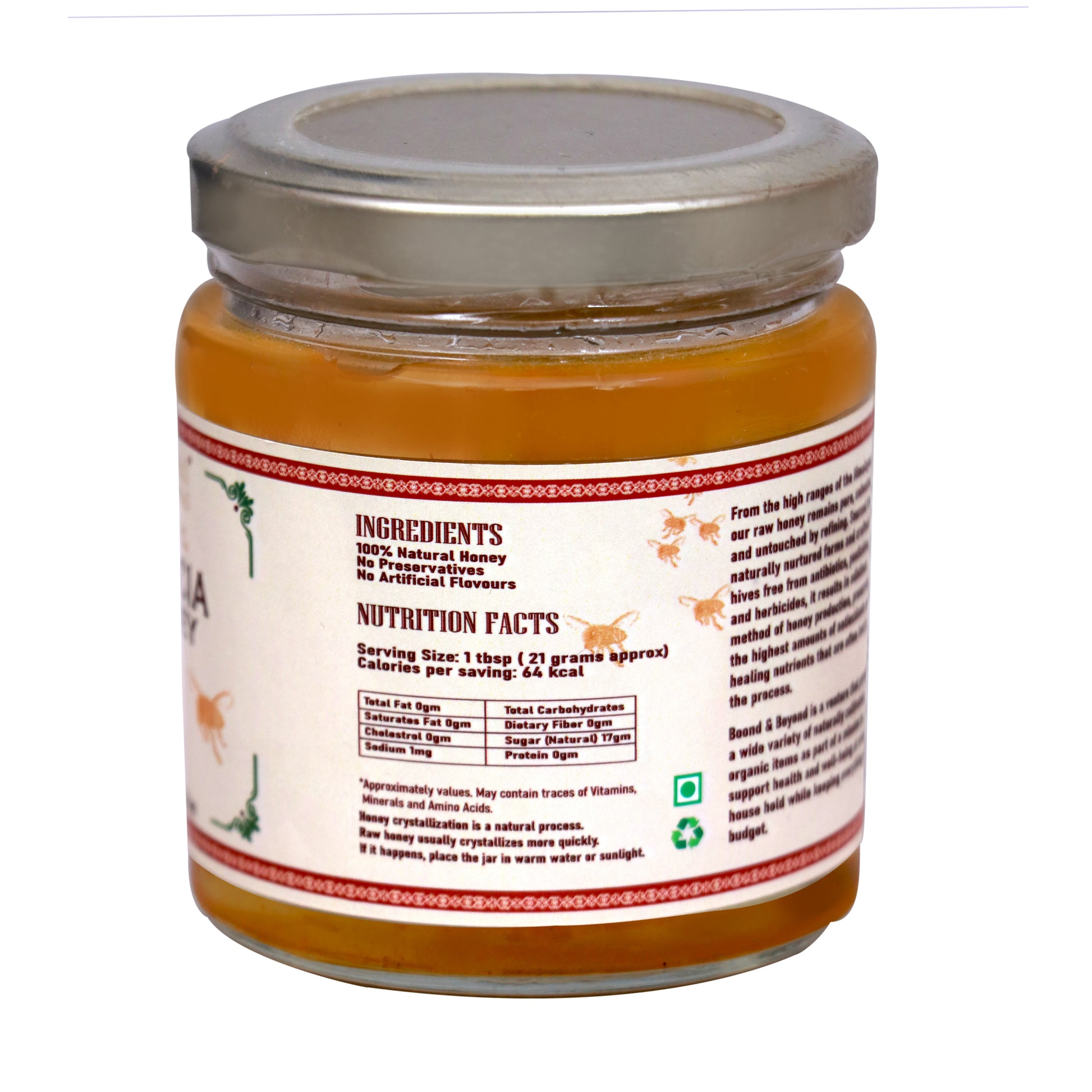 Boond and Beyond Acacia Honey Nutrition Facts